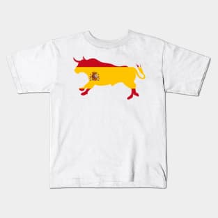 Spain Spanish Flag Souvenir Toro España Bull Silhouette Kids T-Shirt